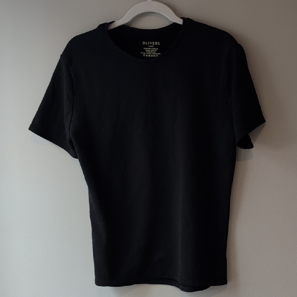 Olivers Black Mens Tee - Wool And Polyester - Size Large